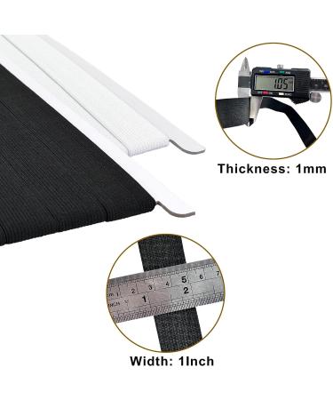 Sewing Elastic Band 1 Inch x 33FT White with Soft Tape Measure - High Elasticity Knit Stretch Band for Clothes, Wigs, Waistband - DIY Crafts - Buy Online on GoSupps.com