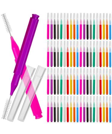 100pcs Interdental Tooth Flossing Head Cleaning Brush Braces Brush Toothpicks Oral Cleaners Purple