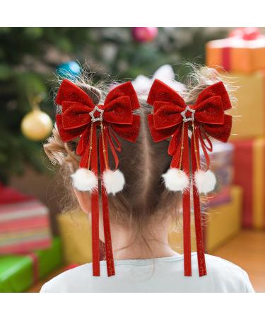 Bow Hair Clip Large Red Bowknot Hairpin with Long Ribbon Glitter Velvet Hair Bow French Hair Barrettes Accessories Ponytail Holder for Women Girls Birthday Party Christmas Gifts Y7HDJPDFJ - Buy Online on GoSupps.com