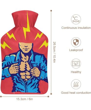 Muscle Man Hot Water Bottle with Plush Cover - Hand Warmer for Adults & Kids - 26.5x15.3cm | International Shipping Available - Buy Online on GoSupps.com