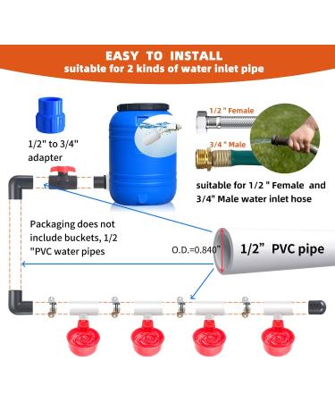 Ayakol Automatic Chicken Waterer System DIY Poultry Pipe Water Feeder Set Include 8 Chicken Water Cups Coop Automatic Clean Waterer Suitable for Chicken Duck Quail Pigeon Large - Buy Online on GoSupps.com