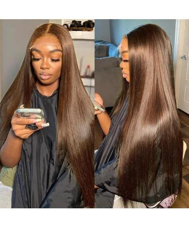 Luxurious 30 #4 Chocolate Brown Human Hair Lace Front Wig for Black Women - Buy Online on GoSupps.com