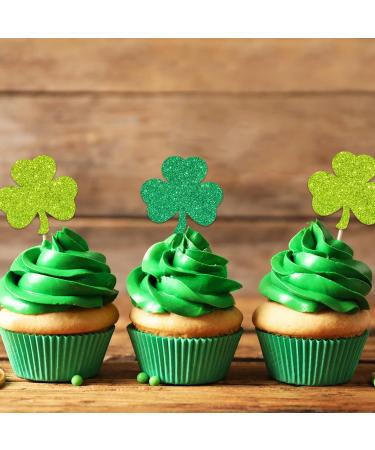 Whaline 120Pcs St Patrick's Day Cupcake Topper Glitter Green Shamrock Cupcake Picks Lucky Clover Food Picks for Irish Holiday Party Supplies Cake Decorations 120 Shamrock - Buy Online on GoSupps.com