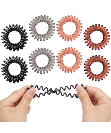 Spiral Hair Ties  Super Comfy Coil Hair Ties for Thick Hair  No Crease Phone Cord Hair Ties  Strong Grip Ponytail Holder Elastics for Girls and Women(8Pcs  4 Color Available) Multi-color 8Pcs