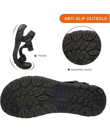 OutPro Men's Outdoor Sport Sandals - Non-Slip Velcro Trekking & Hiking Sandals for Summer | Black Size 43 - Buy Online on GoSupps.com