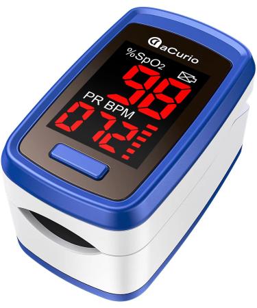 aCurio Pulse Oximeter NHS Test Oximeter - CE Approved Oxygen Monitor Finger Adults and Child Heart-Rate Monitor - Oxygen Saturation Monitor Accurate Fast Blood Oxygen Monitor Heart Rate Monitor blue