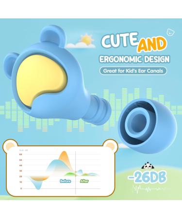 Kids Ear Plugs - Reusable Silicone Noise Canceling Earplugs for Children (6-12 yrs) | 2 Pairs (Pink+Blue) | Perfect for Concerts Travel Study & Noise Sensitivity - Buy Online on GoSupps.com