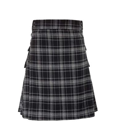 Zannycn Scottish kilt men men's pocket skirt fashion vintage medieval skaters with a high waist fit Scottish kilt men Scottish wool Scottish kilt gray 3xl