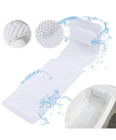 Full Body Bath Pillow for Bathtub, POLARPRA Bath Pillow for Tub with 30 Non-Slip Suction Cups, SPA Bath Pillows for Tub Neck and Back Support - 3D Air Mesh Soft Breathable Bath Pillow Quick Drying