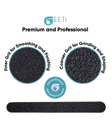Geti Beauty 120/240 Grit Nail File 10-Pack | Washable & Reusable Emery Cushion for Natural Gel or Acrylic Nails | Black | U.S.A. Made - Buy Online on GoSupps.com