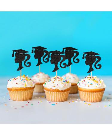 Cyodoos 24pcs 2024 Girl Graduation Theme Black Cupcake Toppers Girl Graduate Silhouette Cupcake Picks 2024 Students Graduation Theme Party Cake Decorations Supplies Graduation2 - Buy Online on GoSupps.com