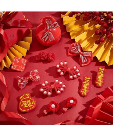 AHANDMAKER 8 Pairs Chinese Style Hair Clips Chinese New Year Hair Accessories Christmas Hair Clips Cartoon Pattern Bow Hair Clip for Christmas Spring Festival Decor Chinese Style Hair Clips#5 - Buy Online on GoSupps.com