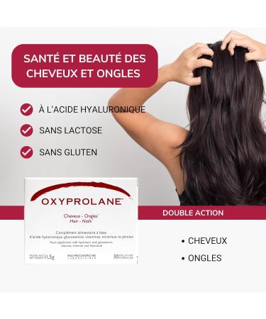 Oxyprolane Hair & Nail Hair Growth Supplement 3 Month Cure / 90 Capsules (1/d) Biotin & Hyaluronic Acid Made in France - Buy Online on GoSupps.com
