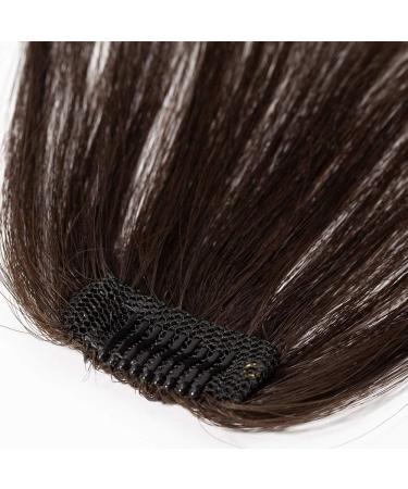 Clip in Fringe Human Hair Light Bangs #2 Dark Brown Straight - Buy Online on GoSupps.com