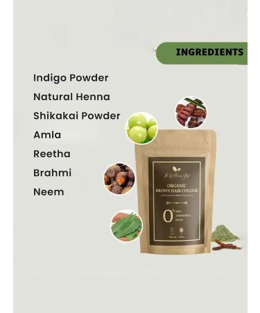 Organic Brown Hair Color - Ammonia Free Long-Lasting Henna Formula | Strengthens Roots & Prevents Dandruff - 100g | The Wellness Shop - Buy Online on GoSupps.com
