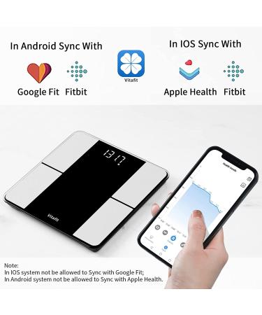 Vitafit Smart Scale: 20+ Years Body Weight & Fat Analyzer, Digital Wireless Bathroom Scale for BMI, Fat, Water, Muscle with App - 400lb Capacity - Black - Buy Online on GoSupps.com