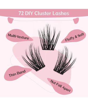 72 Pcs Cluster Lashes DIY Eyelash Extensions - Attraction D-14mm - Easy to Apply Individual Lashes for Home Use - Buy Online on GoSupps.com