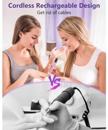 Buy SENMO Cordless Electric Nail Drill - Professional Rechargeable Nail File for Acrylic & Gel Nails - Portable Efile Nail Kit for Home Salon - Pink - Buy Online on GoSupps.com