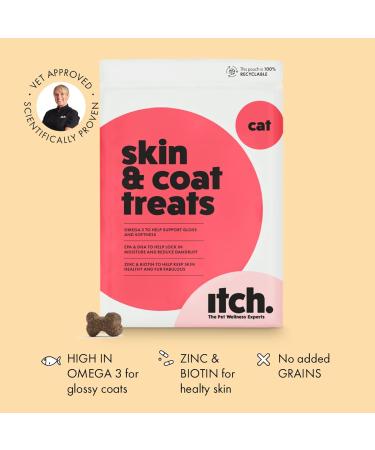 Itch | Skin & Coat Treats for Cats | With Omega 3 Biotin and Zinc for Glossy Fur | Grain Free | 4-Pack - Buy Online on GoSupps.com
