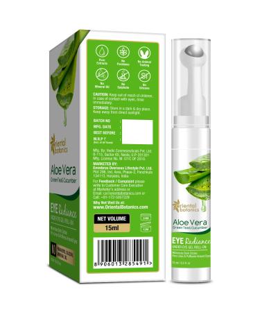 Oriental Botanics Aloe Vera Eye Cream Roller with Green Tea & Cucumber - 15ml | Reduce Dark Circles, Puffiness & Fine Lines | With Caffeine, Hyaluronic Acid & B3 - Buy Online on GoSupps.com