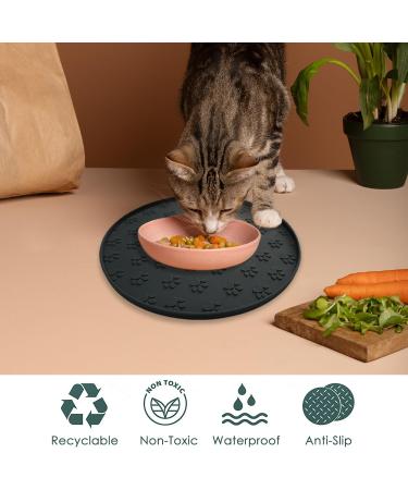 Avydiif Silicone Dog Cat Bowl Pads - Waterproof Slipproof 28cm x 28cm Dishwasher Safe - 2 Black Mats for Pets - Buy Online on GoSupps.com