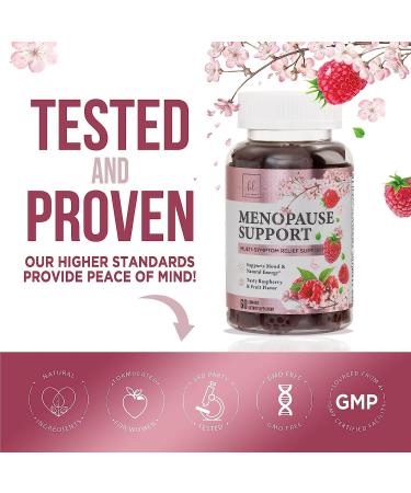 Menopause Relief Gummies - Natural Hot Flash & Night Sweats Support - Energy Supplement - Raspberry Pomegranate - 60 Gummies - Buy Online on GoSupps.com