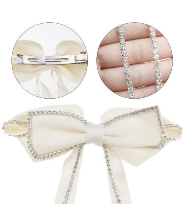 2 Pack Sparkly Rhinestone Tassel Hair Bows Clips for Women and Girls - Black & White - Buy Online on GoSupps.com