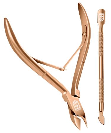 SENBACH Cuticle Trimmer with Cuticle Pusher Cuticle Remover Cuticle Nipper Professional Stainless Steel Cuticle Cutter Clipper Durable Pedicure Manicure Tools for Fingernails and Toenails (Metal) Metal (Pack of 2)