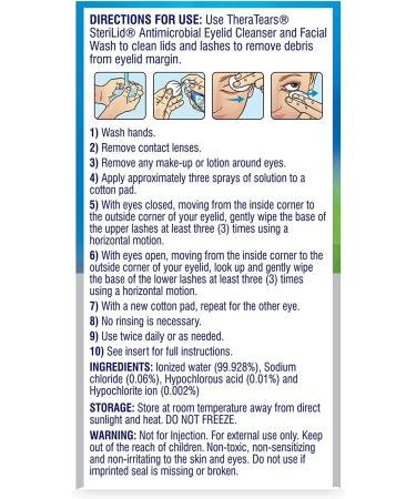 TheraTears SteriLid Antimicrobial Eyelid Cleanser 2 Fl Oz - Gentle Facial Wash - Buy Online on GoSupps.com