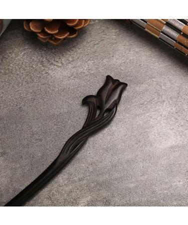 Vintage Handmade Lurrose Ebony Wooden Hair Stick - Tulip Hair Chopstick Decor for Women & Girls - Buy Online on GoSupps.com