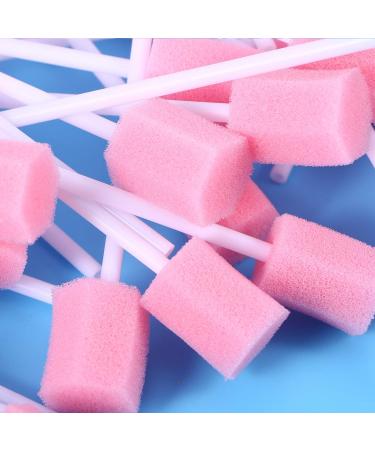 Healifty 100PCS Portable Disposable Pink Convenient Dental Swabs Mouth Sponge Oral Swabs for Tooth Cleaning Clinic Hospital