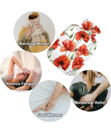 NAANLE Hot Water Bottle 2L with Cover - Watercolor Poppy Flowers for Menstrual Cramps & Pain Relief | Heat & Cold Therapy - Buy Online on GoSupps.com