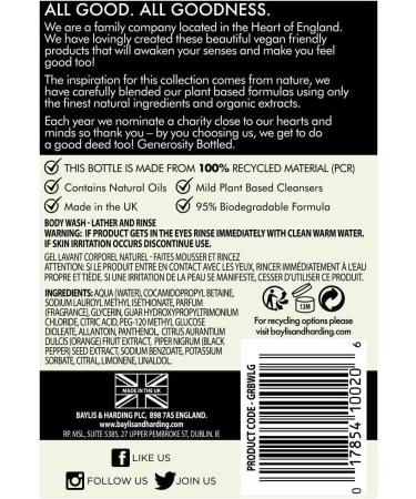 Buy Baylis & Harding Lemongrass & Ginger Liquid Body Wash - 16.9oz/500ml - International Shipping Available - Buy Online on GoSupps.com