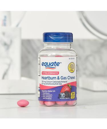 BASKETGOODS Equate Antacid and Anti Gas-Extra Strenght Tablets chewable Mixed Berry Flavor 54 Count (Pack of 1) Set by Basket Goods - Buy Online on GoSupps.com