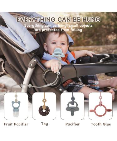 ClDy Baby Toy Pacifier Chain & Silicone Cup Catcher | BPA-Free Stroller Soother | Ocean Themed Set of 4 in White Black Brown & Light Pink - Buy Online on GoSupps.com