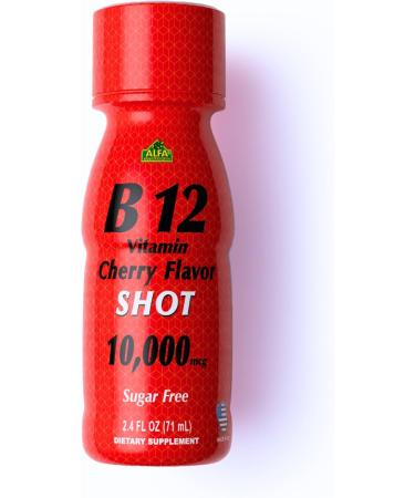 ALFA VITAMINS Vitamin B12 Energy Shot, Natural, Sugar Free Dietary Supplement, Boosts Energy, Supports Immune System, Cherry Flavored, Gluten Free, 10000 mcg per Serving, 2.0 oz Bottle, 80 Pack - Buy Online on GoSupps.com