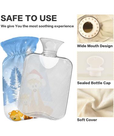 Fox Family Christmas Hot Water Bottle - 2 Litre Soft Fleece Cover for Hot & Cold Compresses | International Shipping Available - Buy Online on GoSupps.com