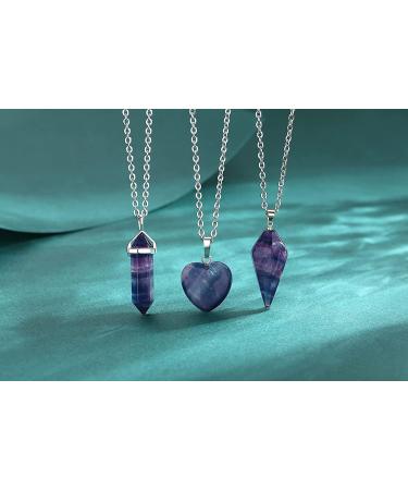 Healing Crystal Necklaces Set - 3 Pcs Natural Quartz Love Pendant Jewelry - Buy Online on GoSupps.com