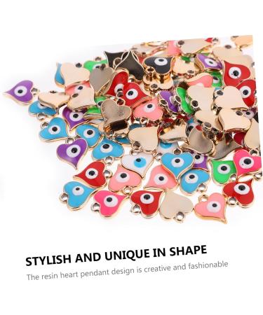 Lurrose 300 Pcs Heart Shaped Eye Material Heart Earrings Evil Eye Charm Pendants Round Apparel Resin Crafts - Buy Online on GoSupps.com