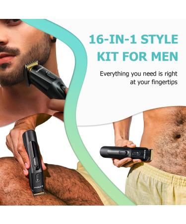 Beard Trimmer for Men - 16-Piece Grooming Kit | IPX7 Waterproof Electric Shaver for Beard Body Nose & Ear - Wet & Dry Use - Buy Online on GoSupps.com