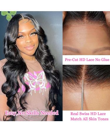 Glueless Body Wave Lace Front Wig 16 Inch - Pre Plucked Human Hair Wig for Black Women - No Glue Needed - Ready to Wear - Beginner Friendly - Buy Online on GoSupps.com