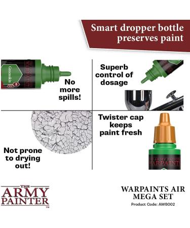 The Army Painter Warpaints Airbrush Mega Paint Set Bundle with Paint Thinner - Non-Toxic Water Based Acrylic Paints for Miniature Wargaming - Buy Online on GoSupps.com