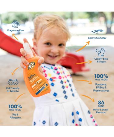 KINeSYS Performance Sunscreen SPF 30 Kids Fragrance Free Spray | Sensitive Skin Face & Body Baby to Adult | Oil & Alcohol Free | 700+ Sprays | 4 Fl Oz - Buy Online on GoSupps.com