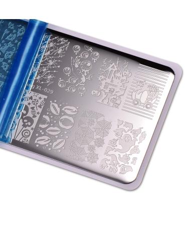 Halloween Nail Art Stamping Plates - Spider Webs, Pumpkins, Bats, Witches Image Stamp Templates Kit - Buy Online on GoSupps.com