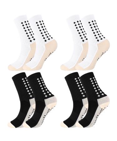 Newofview 4 pairs of football socks for men 39-46 sports socks anti-slip grip football socks slipproof sports socks for football basketball run