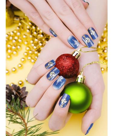 Kalolary 20 Pcs Christmas Gel Nail Polish Strips - Snowflake Designs Glitter Colors Nail Stickers & File - UV/LED Lamp Required - Buy Online on GoSupps.com