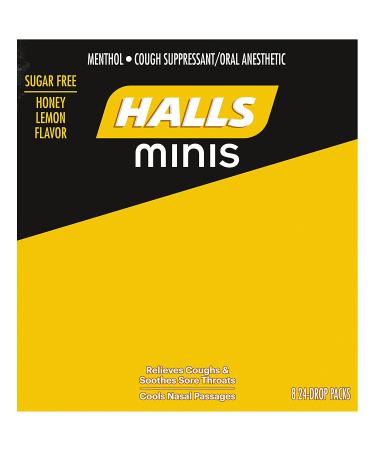 HALLS Minis Honey Lemon Sugar-Free Cough Drops - 24 Count (Pack of 8) - Buy Online on GoSupps.com