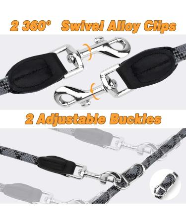 Adjustable Double Dog Leash with 2 Carabiners | 2.6m Reflective Multifunctional Leash for Large & Medium Dogs - Buy Online on GoSupps.com