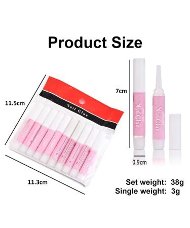 10pcs Nail Glues Extra Strong Quick Dry Adhesive For Natural or False Nails Art Tips Acrylic Gel to stick Diamantes Glitter Rhinestones transparent colour +2 Curved - Banana Nail Files - Buy Online on GoSupps.com