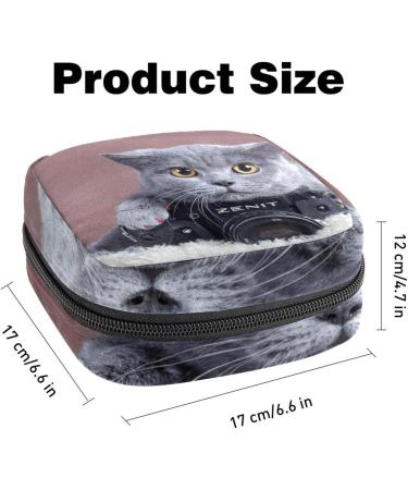 Menstrual Pad Bag with Zipper | Gray Cat Ladies Napkin Pouch | Tampon Collection Bag for Women & Girls - Shop Now! - Buy Online on GoSupps.com